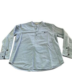 Orton Brothers Collarless Linen Cotton Blend Striped Shirt – XL – EUC